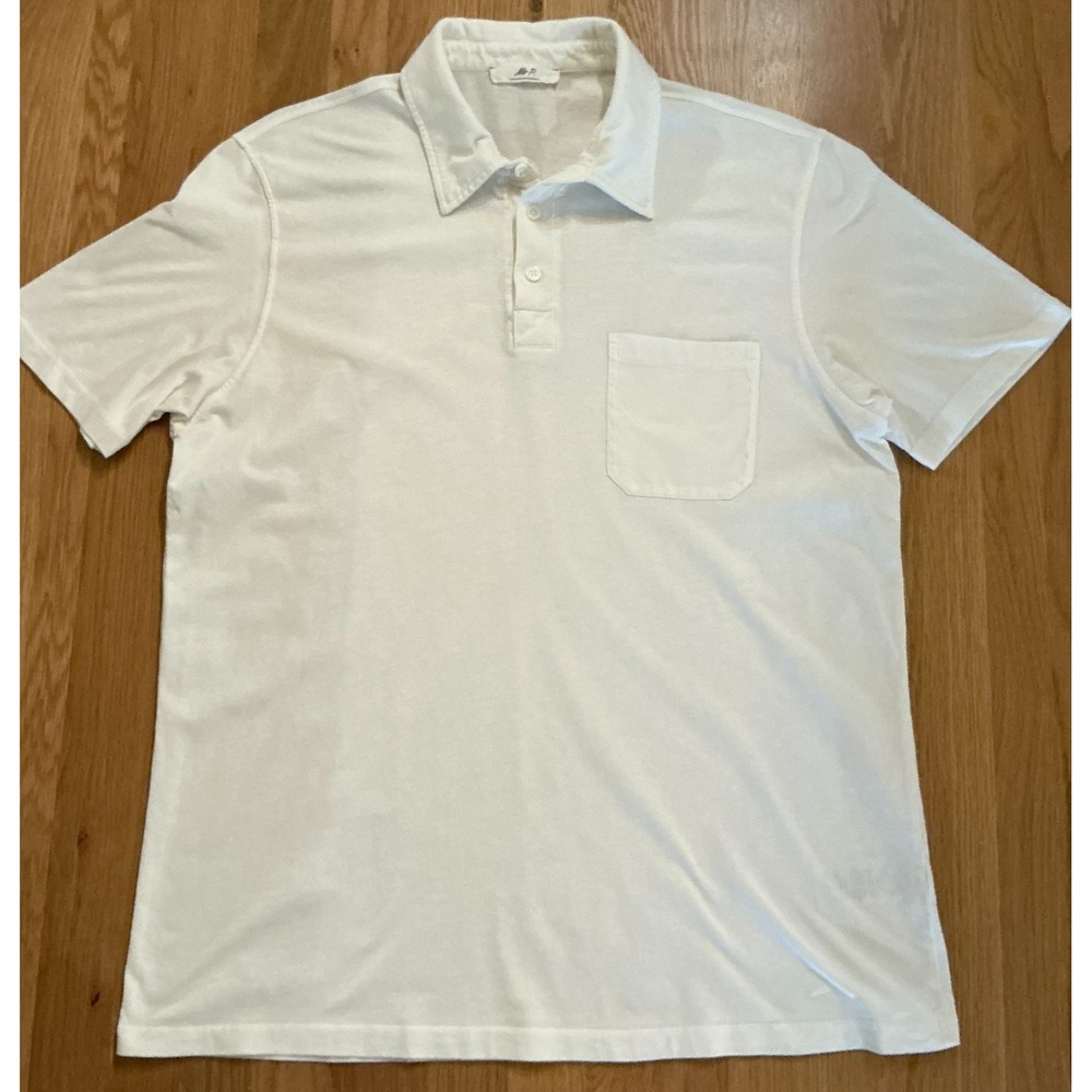 Mr P. White 100% Cotton Polo Shirt XL Pocket Quiet Luxury Minimalist Essentials